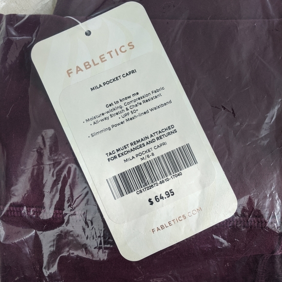 Fabletics Mila Pocket Capri, Burgundy - Picture 6 of 7